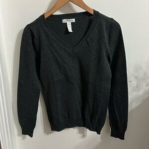Gray V-Neck Sweater Top